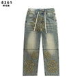 Vale Forever Embroidered Letter Washed Jeans