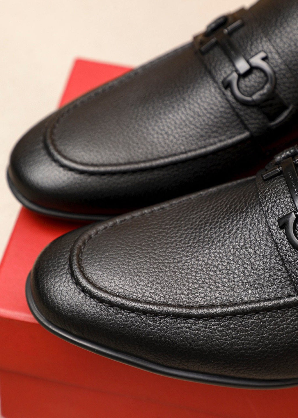 Ferragamo Textured Metal-Strap Loafers